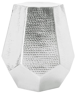 Safavieh Aidan Hammered Aluminum Stool - Modern Glam Accent Piece For Stylish Seating And Decor Versatility Silver FOX5509A