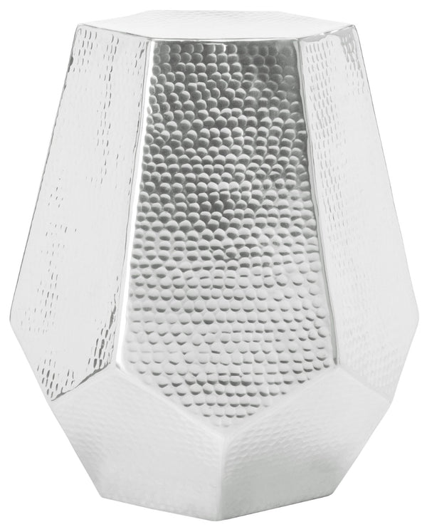 Safavieh Aidan Hammered Aluminum Stool - Modern Glam Accent Piece For Stylish Seating And Decor Versatility Silver FOX5509A