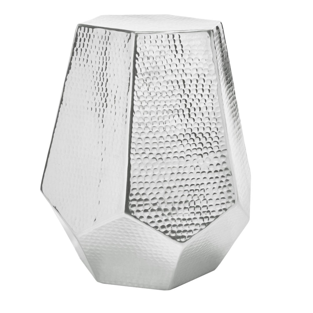 Safavieh Aidan Hammered Aluminum Stool - Modern Glam Accent Piece For Stylish Seating And Decor Versatility Silver FOX5509A