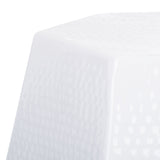 Safavieh Aidan Hammered Aluminum Stool White FOX5509B