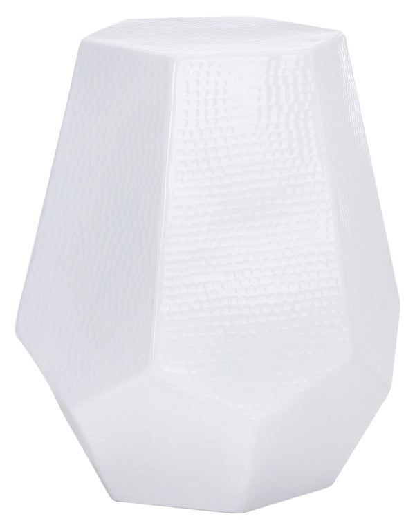 Safavieh Aidan Hammered Aluminum Stool White FOX5509B