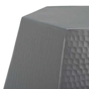Safavieh Aidan Hammered Aluminum Stool - Modern Glam Accent Piece For Stylish Seating And Decor Versatility Dark Grey FOX5509C
