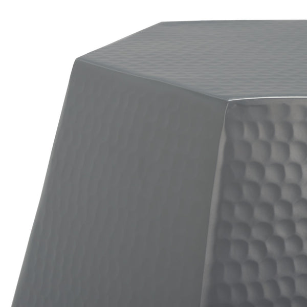 Safavieh Aidan Hammered Aluminum Stool - Modern Glam Accent Piece For Stylish Seating And Decor Versatility Dark Grey FOX5509C