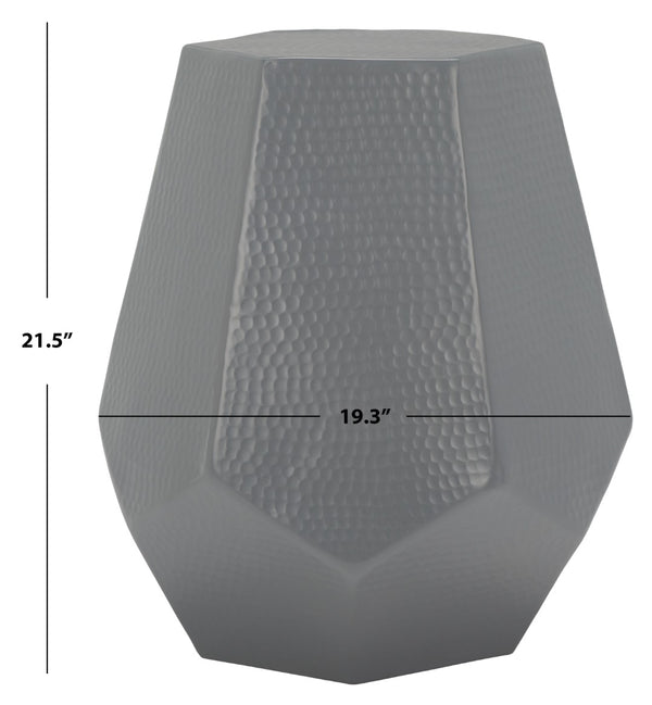 Safavieh Aidan Hammered Aluminum Stool - Modern Glam Accent Piece For Stylish Seating And Decor Versatility Dark Grey FOX5509C