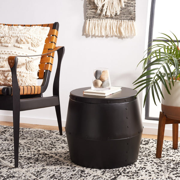 Safavieh Cerium Vintage-Industrial Drum Stool - Versatile Accent Piece & Extra Seating For Any Space FOX5512A