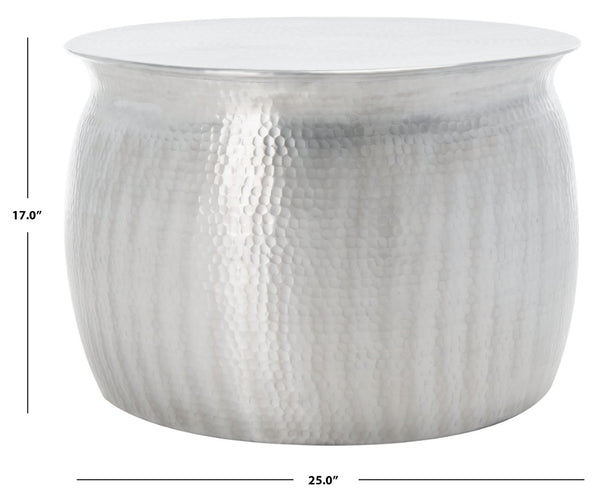 Safavieh Aztec Hammered Metal Table Stool - Artisanal Accent Piece For Versatile Home Decor & Design Elegance Silver FOX5516A
