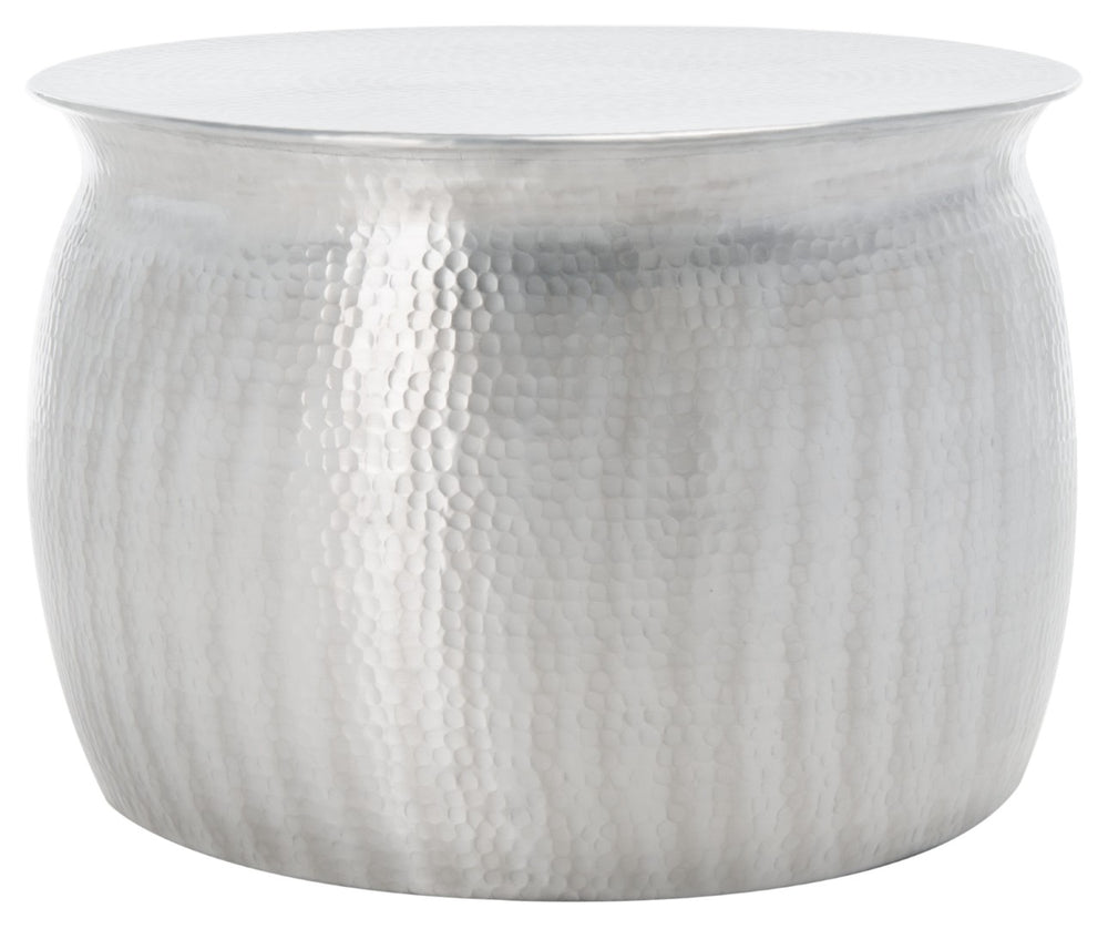 Safavieh Aztec Hammered Metal Table Stool - Artisanal Accent Piece For Versatile Home Decor & Design Elegance Silver FOX5516A