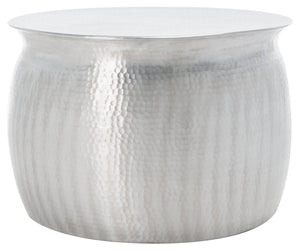 Safavieh Aztec Hammered Metal Table Stool - Artisanal Accent Piece For Versatile Home Decor & Design Elegance Silver FOX5516A