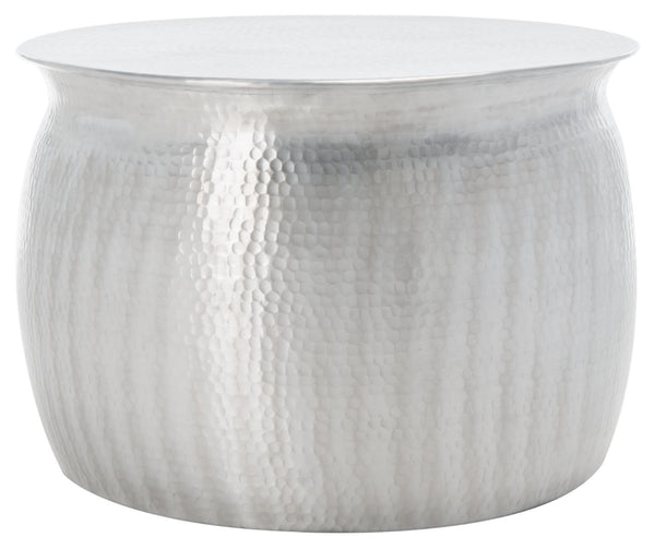 Safavieh Aztec Hammered Metal Table Stool - Artisanal Accent Piece For Versatile Home Decor & Design Elegance Silver FOX5516A