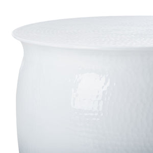 Safavieh Aztec Hammered Metal Table Stool - Artisanal Accent Piece For Versatile Home Decor & Design Elegance White FOX5516B