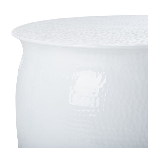 Safavieh Aztec Hammered Metal Table Stool - Artisanal Accent Piece For Versatile Home Decor & Design Elegance White FOX5516B