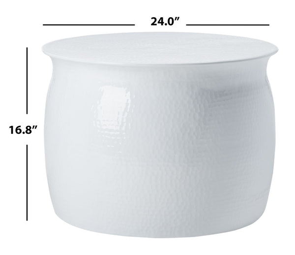Safavieh Aztec Hammered Metal Table Stool - Artisanal Accent Piece For Versatile Home Decor & Design Elegance White FOX5516B