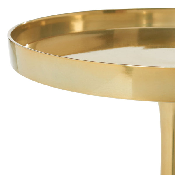 Safavieh Corvus Round Side Table – Contemporary Accent Piece With Sleek Metalwork For Modern Living Spaces Antique Brass FOX5519A