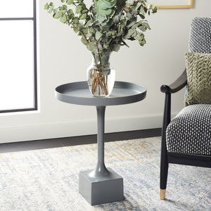 Safavieh Corvus Round Side Table – Contemporary Accent Piece With Sleek Metalwork For Modern Living Spaces Dark Grey FOX5519B