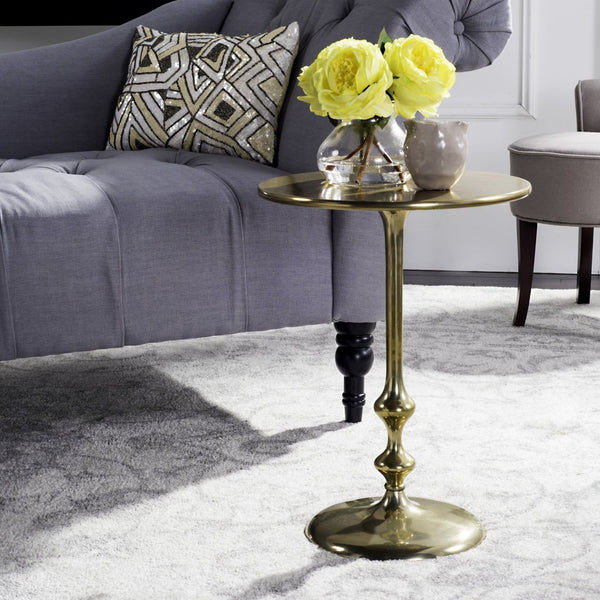 Safavieh Hydra Modern Spindle Side Table - Sculptural Curves & Chic Design For Living Rooms & Bedrooms Antique Brass FOX5520A