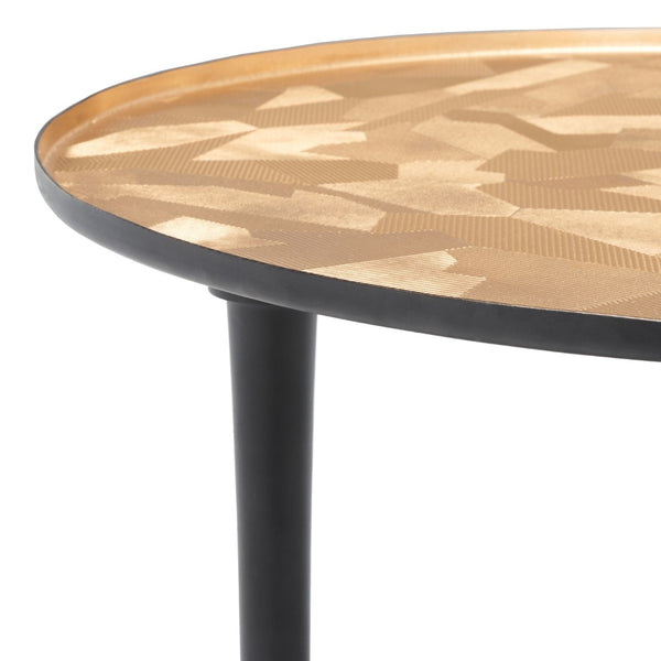 Safavieh Hera Oval Side Table: Modern Organic Design With Textured Brass Finish & Black Steel Legs For Versatility FOX5521A