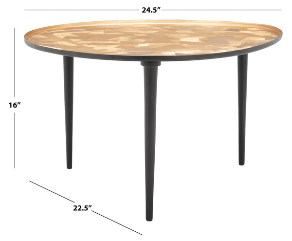 Safavieh Hera Oval Side Table: Modern Organic Design With Textured Brass Finish & Black Steel Legs For Versatility FOX5521A