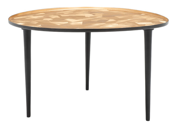 Safavieh Hera Oval Side Table: Modern Organic Design With Textured Brass Finish & Black Steel Legs For Versatility FOX5521A