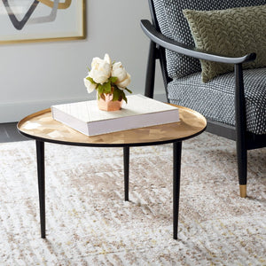 Safavieh Hera Oval Side Table: Modern Organic Design With Textured Brass Finish & Black Steel Legs For Versatility FOX5521A