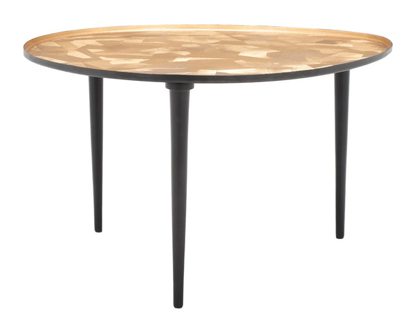 Safavieh Hera Oval Side Table: Modern Organic Design With Textured Brass Finish & Black Steel Legs For Versatility FOX5521A
