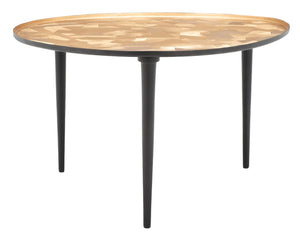 Safavieh Hera Oval Side Table: Modern Organic Design With Textured Brass Finish & Black Steel Legs For Versatility FOX5521A