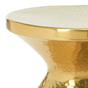 Safavieh Janus Glamorous Hammered End Table - Radiant Gold Finish, Sculptural Design For Luxury Interiors FOX5522A