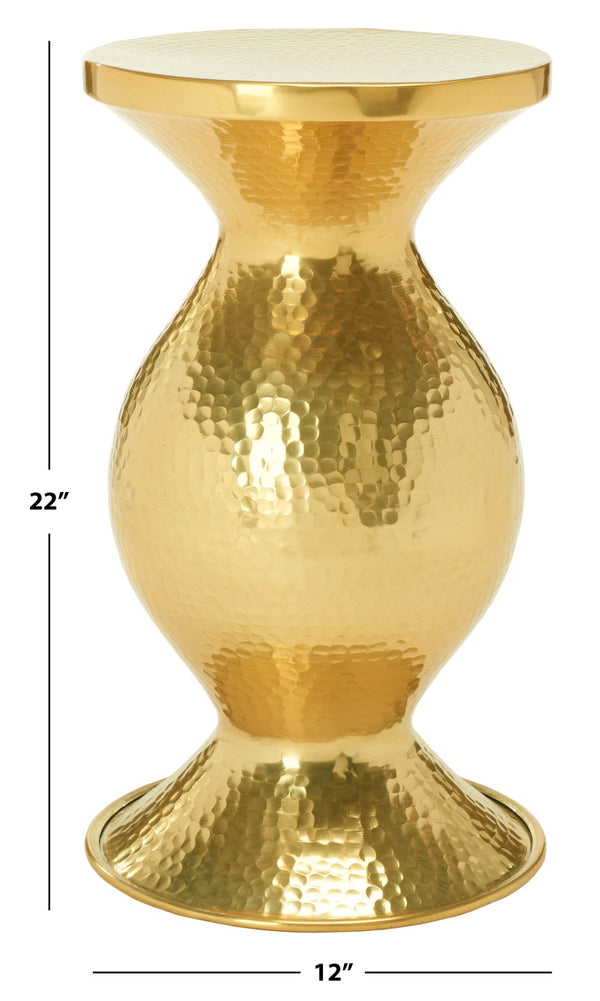 Safavieh Janus Glamorous Hammered End Table - Radiant Gold Finish, Sculptural Design For Luxury Interiors FOX5522A