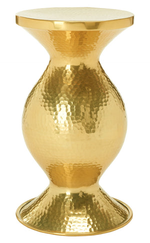 Safavieh Janus Glamorous Hammered End Table - Radiant Gold Finish, Sculptural Design For Luxury Interiors FOX5522A