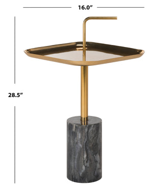Safavieh Artemis Square Brass Top Side Table Brass/Black Marble FOX5525A