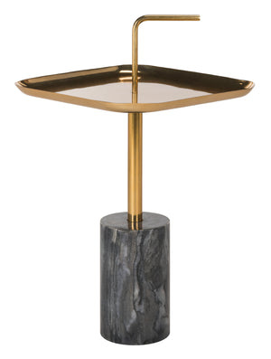 Safavieh Artemis Square Brass Top Side Table Brass/Black Marble FOX5525A
