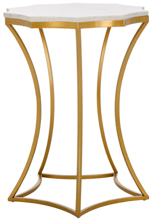 Safavieh Starbella Accent Table - Elegant Star-Shaped White Marble Top With Gold Frame For Modern Spaces FOX5526A