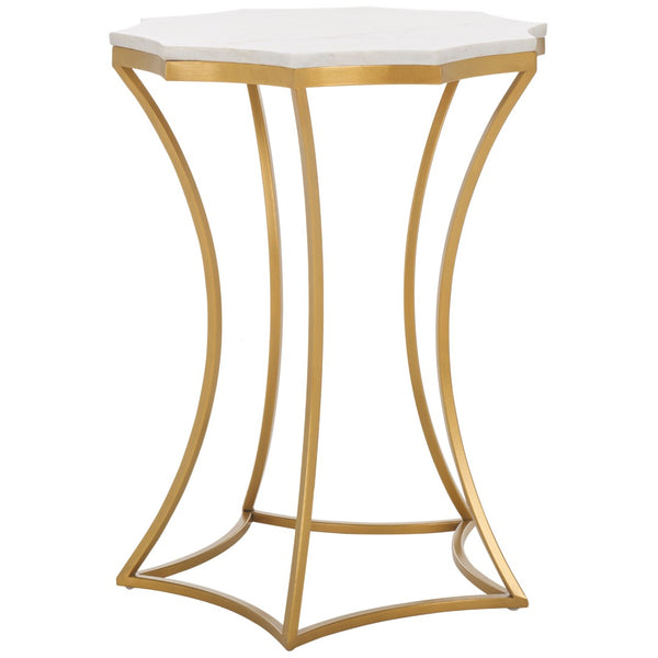 Safavieh Starbella Accent Table - Elegant Star-Shaped White Marble Top With Gold Frame For Modern Spaces FOX5526A