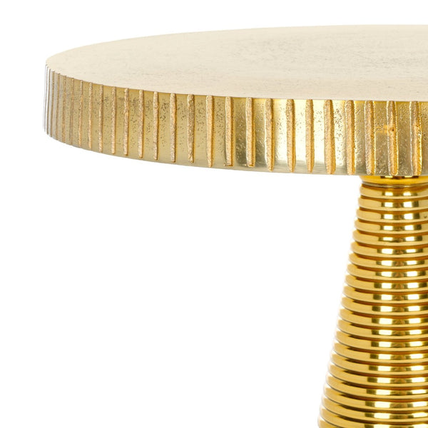 Safavieh Champeaux Round Accent Table - Sculptural Aluminum Design With Champagne Gold Finish For Modern Homes FOX5527A
