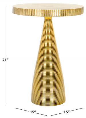Safavieh Champeaux Round Accent Table - Sculptural Aluminum Design With Champagne Gold Finish For Modern Homes FOX5527A