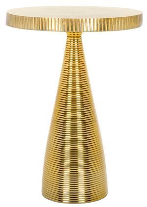 Safavieh Champeaux Round Accent Table - Sculptural Aluminum Design With Champagne Gold Finish For Modern Homes FOX5527A