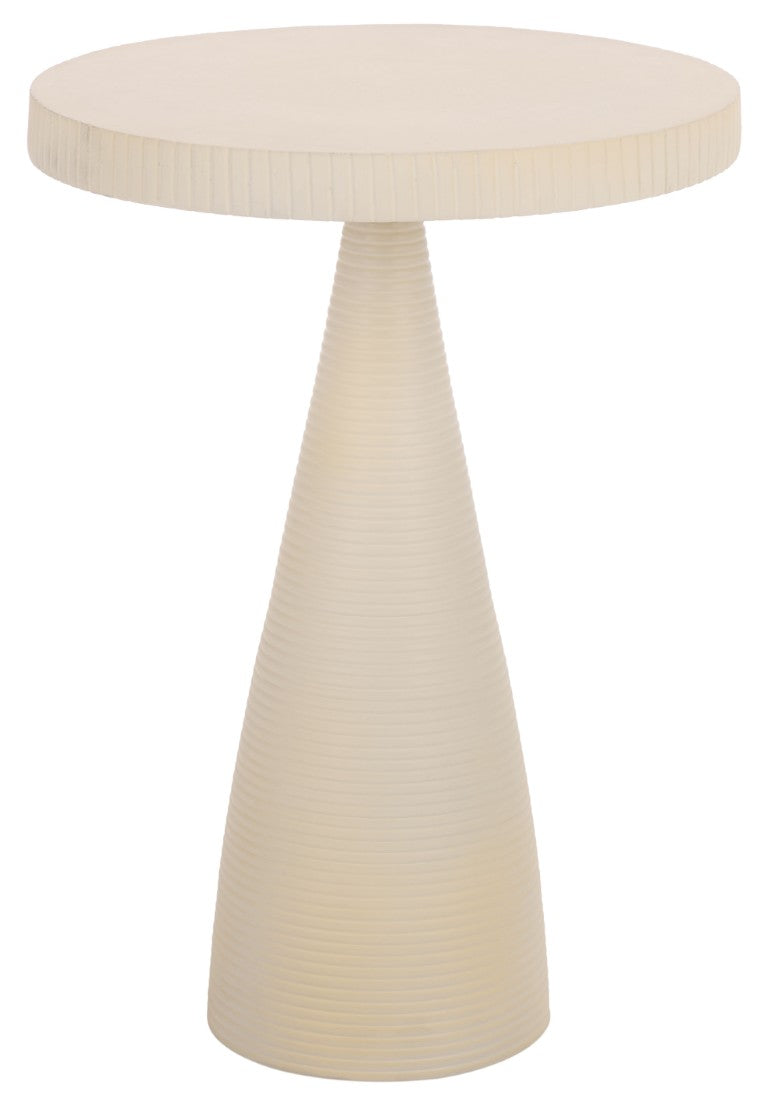 Safavieh Champeaux Cast Aluminum Pedestal Accent Table Sculptural White Textured Modern FOX5527B