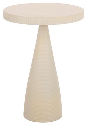 Safavieh Champeaux Cast Aluminum Pedestal Accent Table Sculptural White Textured Modern FOX5527B