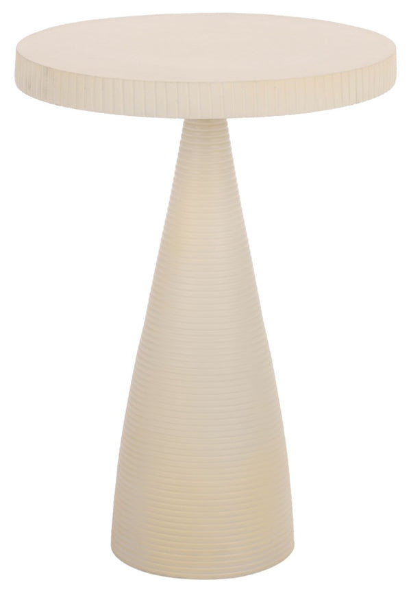 Safavieh Champeaux Cast Aluminum Pedestal Accent Table Sculptural White Textured Modern FOX5527B
