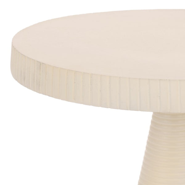 Safavieh Champeaux Cast Aluminum Pedestal Accent Table Sculptural White Textured Modern FOX5527B