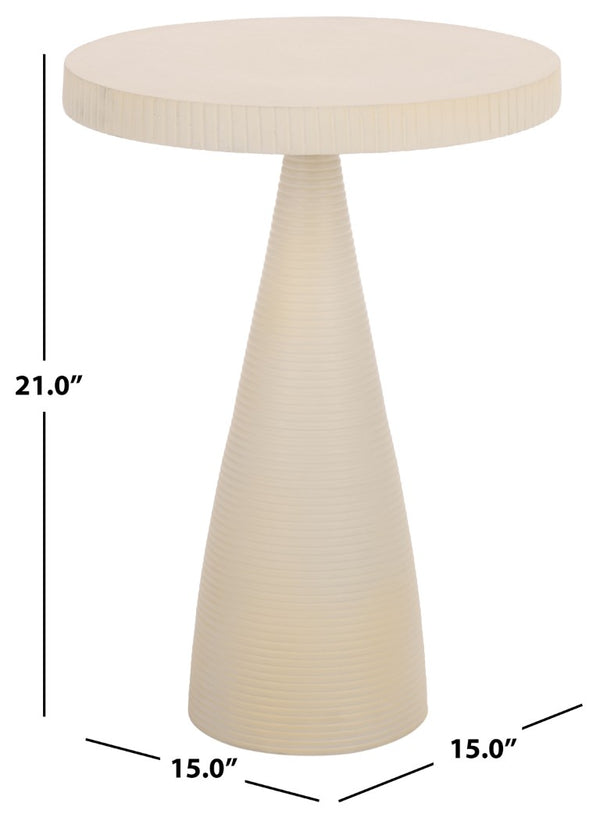 Safavieh Champeaux Cast Aluminum Pedestal Accent Table Sculptural White Textured Modern FOX5527B