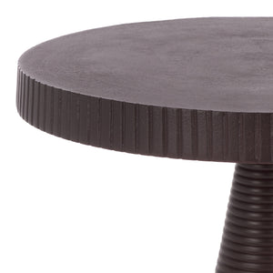 Champeaux Round Accent Table With Sculptural Tapered Pedestal, Textured Aluminum Finish, 21" H