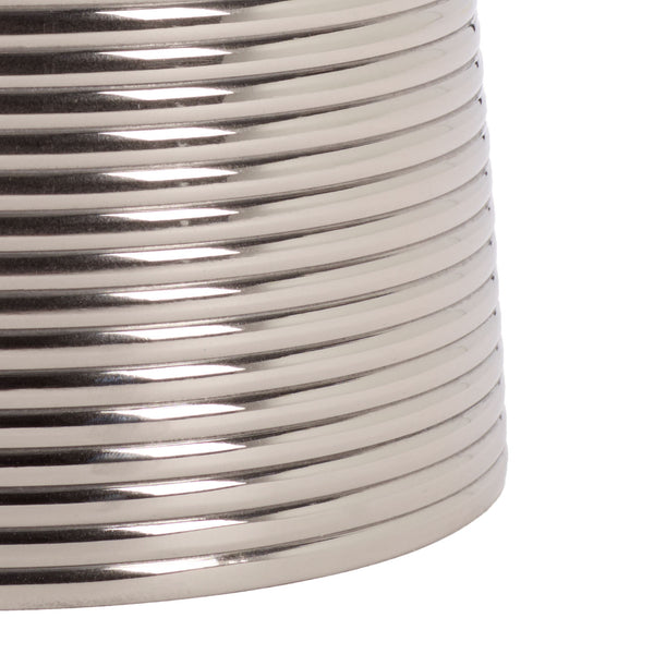 Champeaux Round Accent Table With Sculptural Tapered Pedestal, Textured Aluminum Finish, 21" H