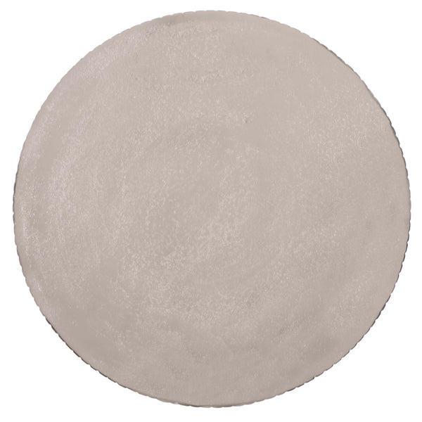Champeaux Round Accent Table With Sculptural Tapered Pedestal, Textured Aluminum Finish, 21" H
