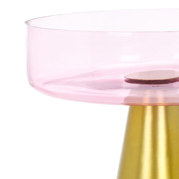 Safavieh Crysanta Round Accent Table - Modern Glam Glass Top With Gold Base For Stylish Living Spaces FOX5528A