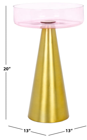 Safavieh Crysanta Round Accent Table - Modern Glam Glass Top With Gold Base For Stylish Living Spaces FOX5528A