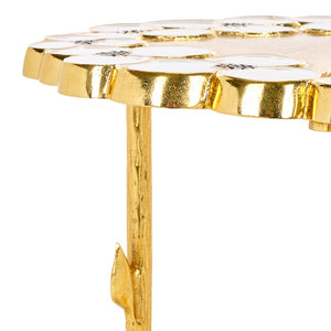 Safavieh Florance Accent Table - Handcrafted Gold Finish With Floral Motifs, Glam Decorative Side Table FOX5529A