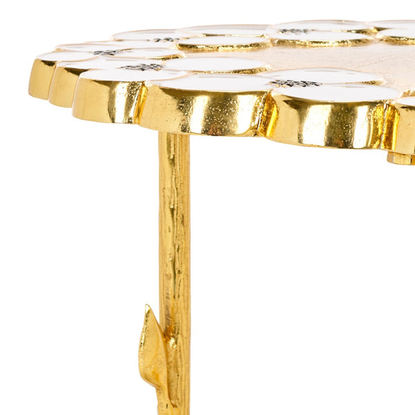 Safavieh Florance Accent Table - Handcrafted Gold Finish With Floral Motifs, Glam Decorative Side Table FOX5529A