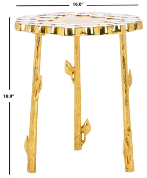 Safavieh Florance Accent Table - Handcrafted Gold Finish With Floral Motifs, Glam Decorative Side Table FOX5529A