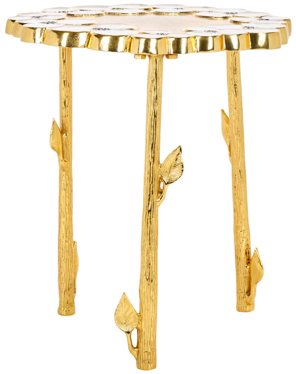 Safavieh Florance Accent Table - Handcrafted Gold Finish With Floral Motifs, Glam Decorative Side Table FOX5529A