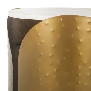 Safavieh Shiara Round Accent Table - Modern Luxe Design With White Marble Top & Antique Brass Base For Decor FOX5531A